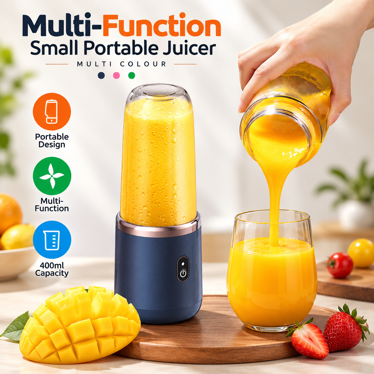 Multi-Function Portable USB Juicer 400ml Dual Cup
